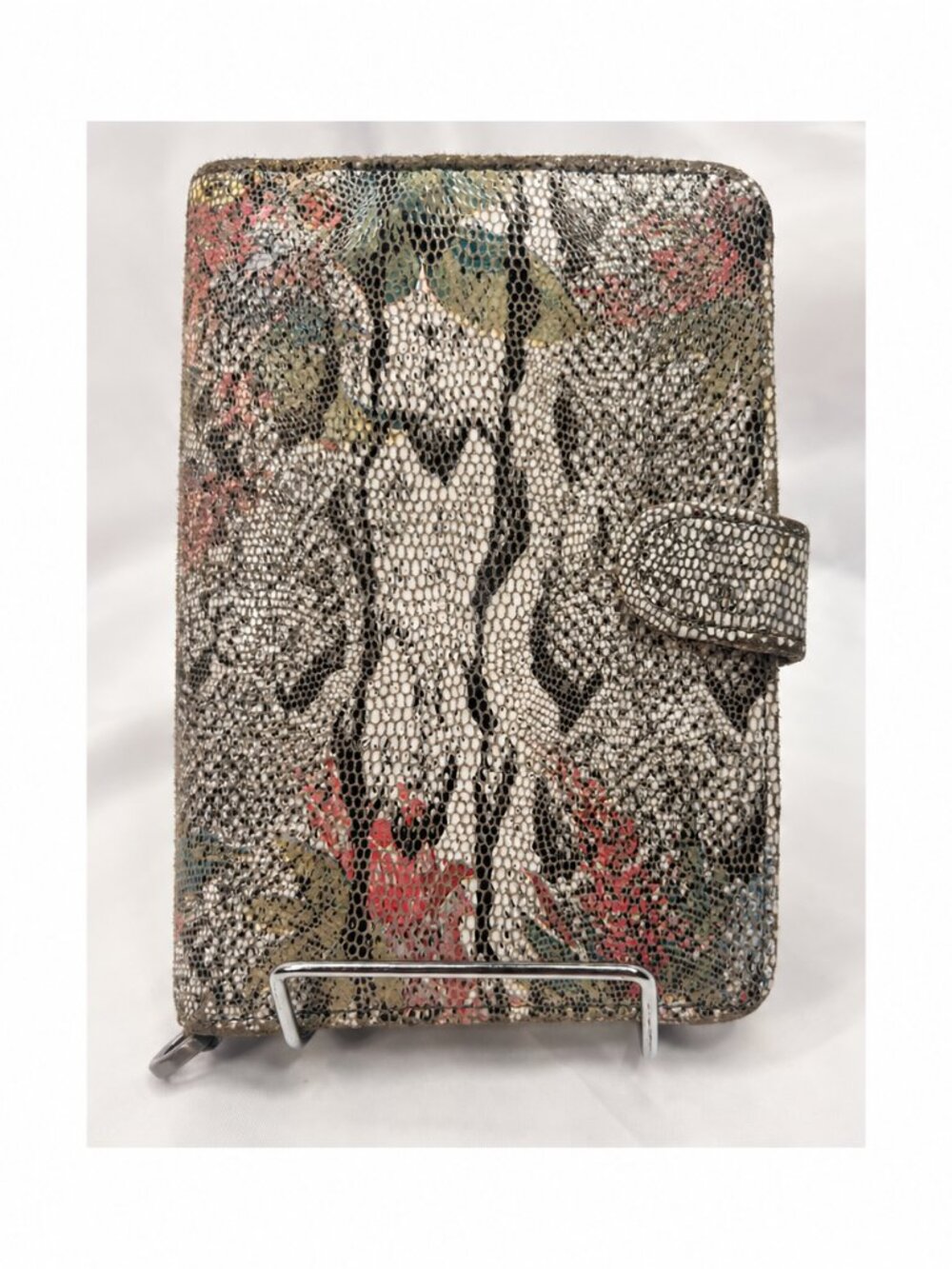 HOBO Multicolor Snake Embossed Continental Wallet Snap Closure ID Window